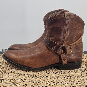 Frye Distressed Brown Leather Booties